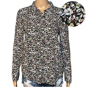 ALEXANDER JORDAN Rayon Floral Button Down Top Medium